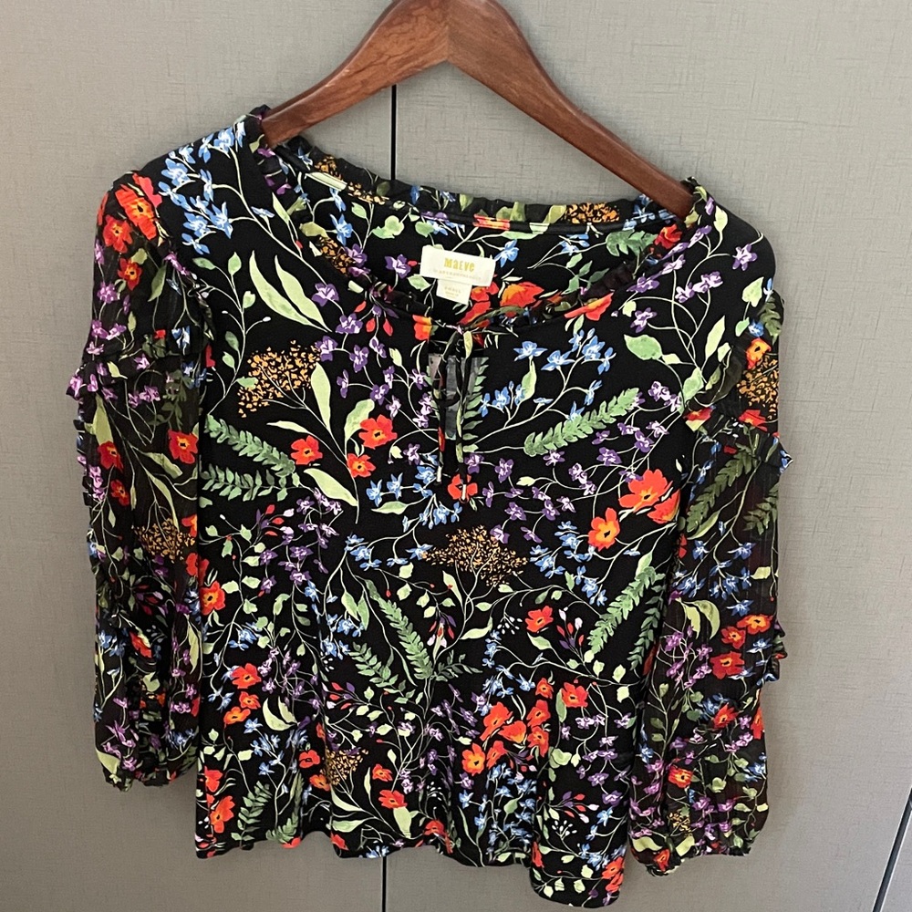 Maeve Black Multicolor Floral Blouse